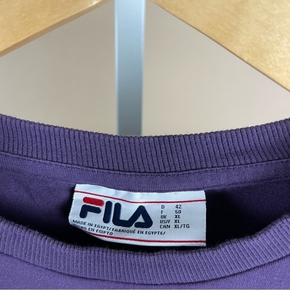 FILA Vintage 80's Womens XL Pastel Patch Logo Long Crop Tee Retro Crewneck Boxy - Picture 4 of 7